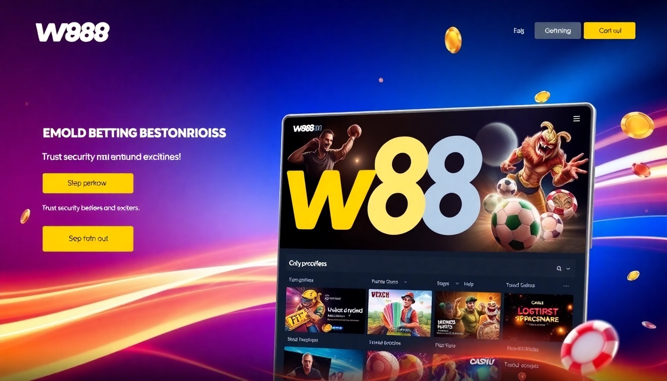 The w88 logo displayed on an engaging betting website interface with vibrant colors and modern design, inviting users to join and wager safely.