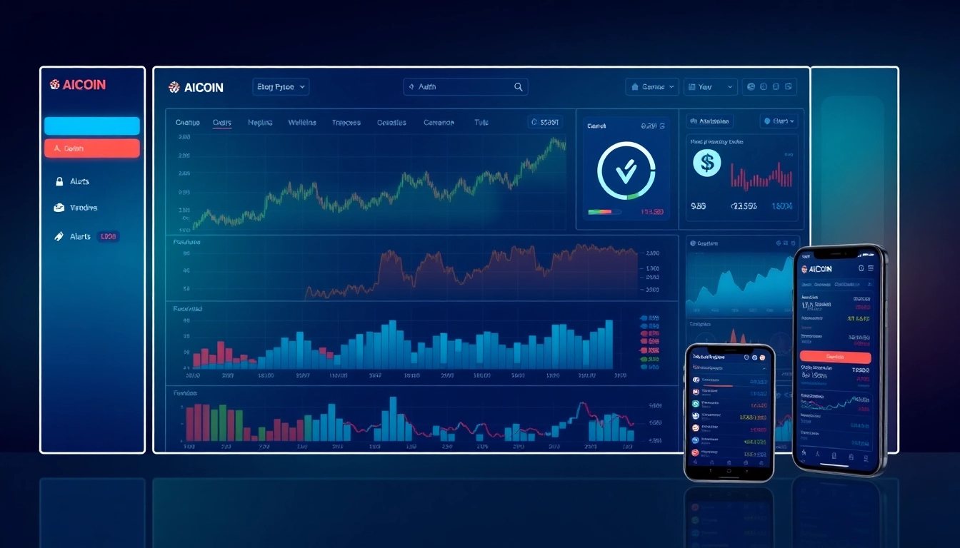 Visual of AICoin trading platform displaying live charts and market data for users' quick decision-making