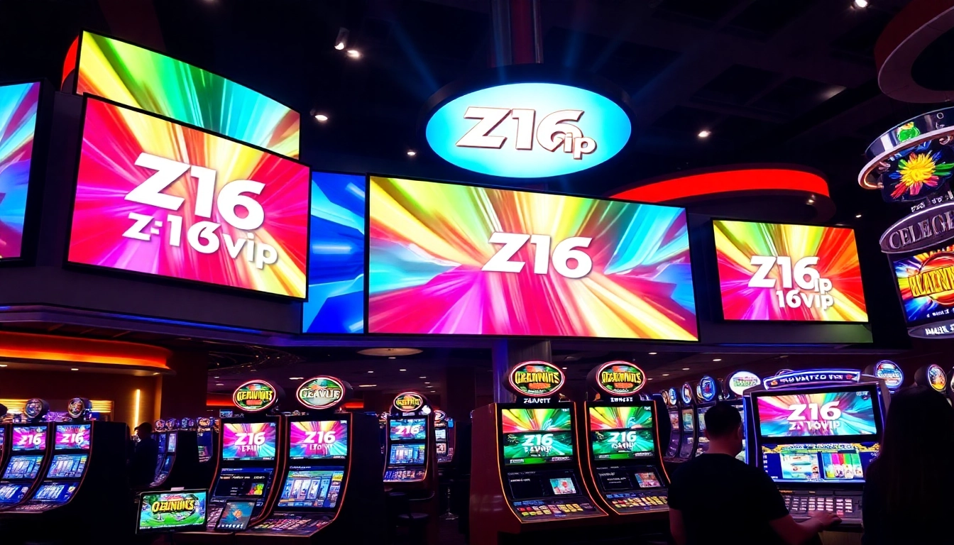 Z16vip branding on vibrant casino screens showing online gaming excitement and trustworthy platform
