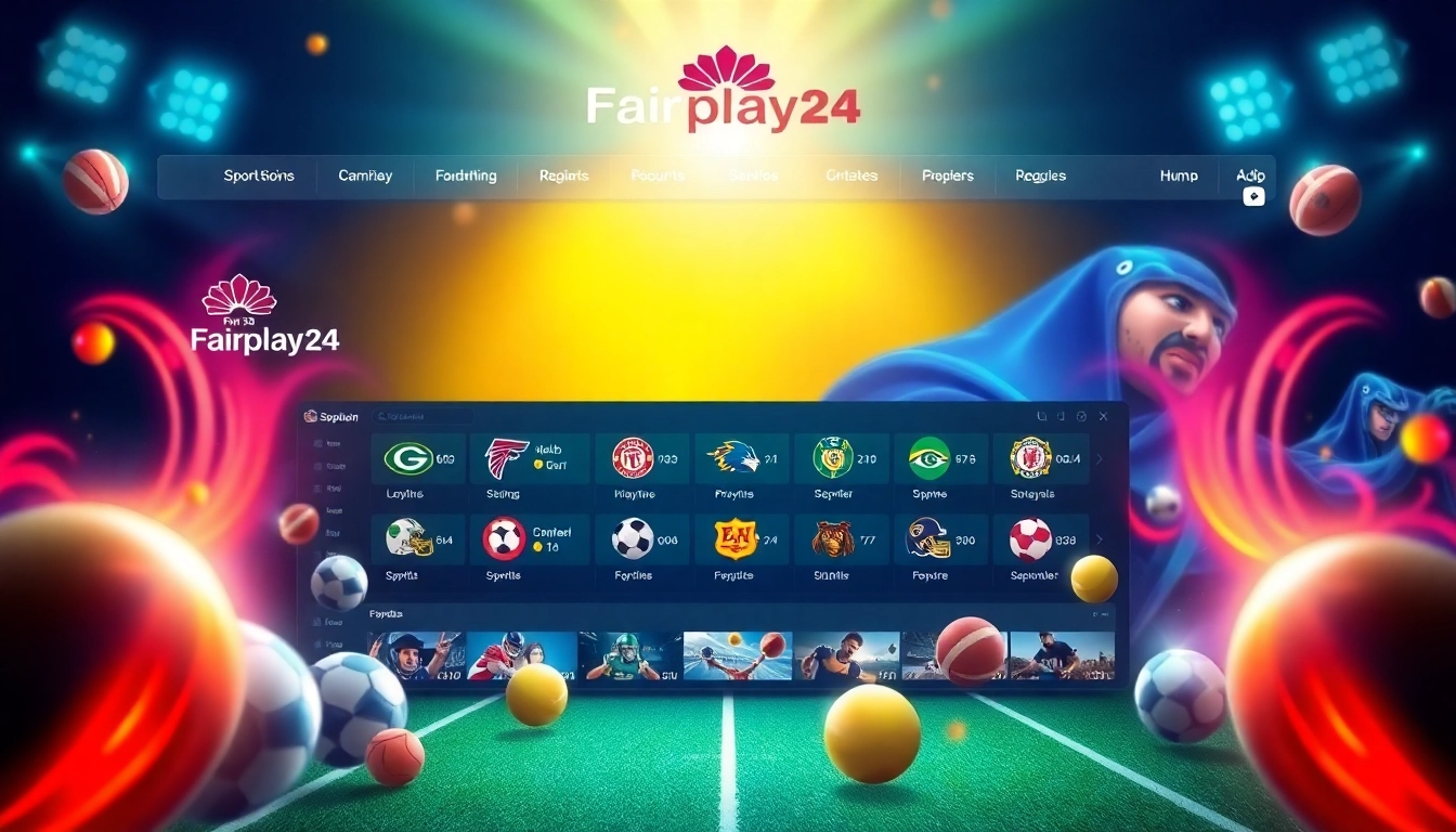 Fairplay24 online betting platform showcasing sports icons and a user-friendly interface for