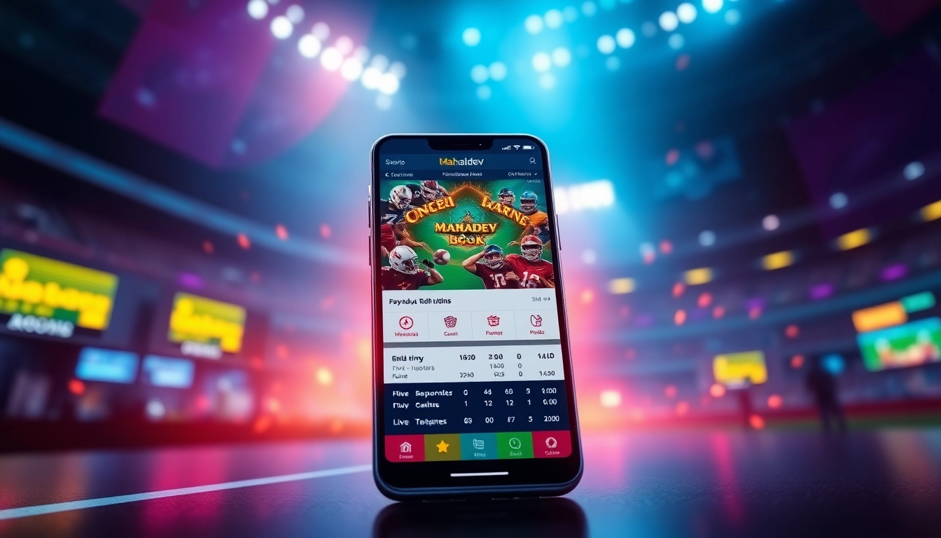 Secure Mahadev Book Id displayed on a smartphone screen with sports betting icons, highlighting safe online gambling.