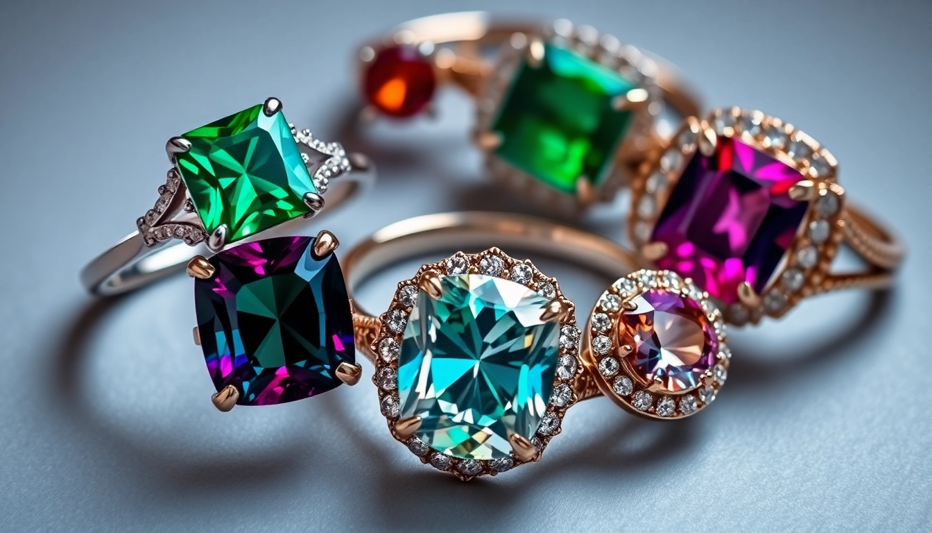 Engagement rings with gemstones featuring vibrant sapphires, rubies, and emeralds in elegant settings for stylish proposals and gifting.