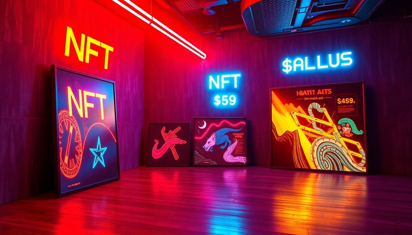 Daily NFT Sales News highlights rising digital art sales with vibrant NFT visuals and dynamic charts