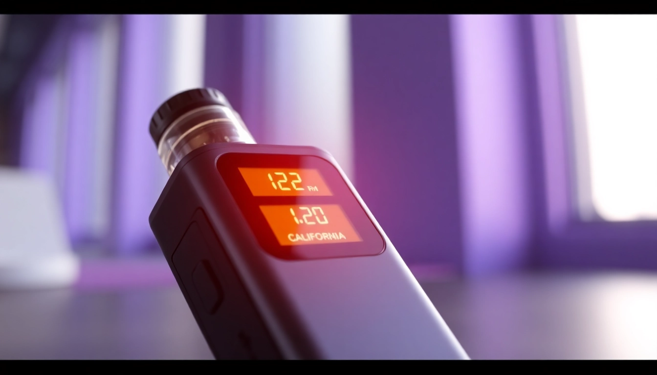Vibrant shot of a Hitz California disposable vape showcasing its LCD display and premium build