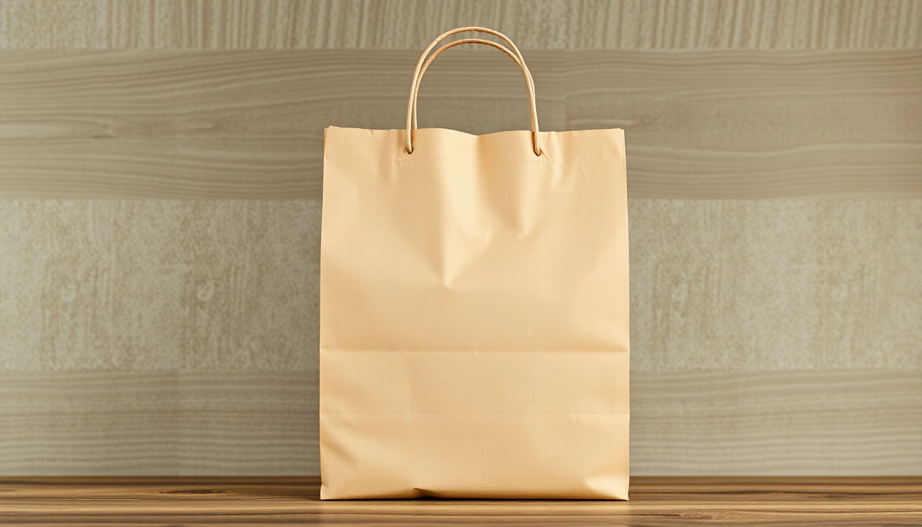 High-quality image of a torba papierowa being filled with eco-friendly products, highlighting
