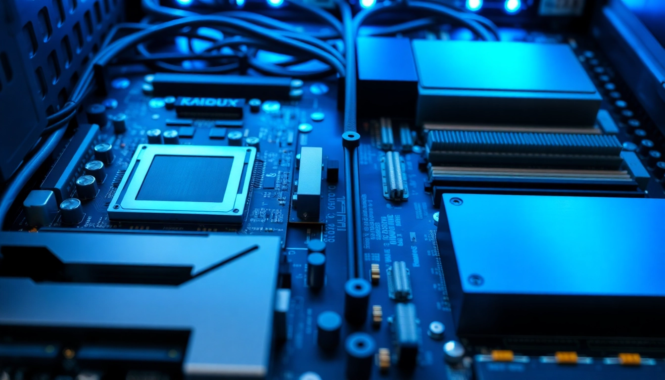 Detailed view of a componente server with high-performance processor, RAM modules, and storage