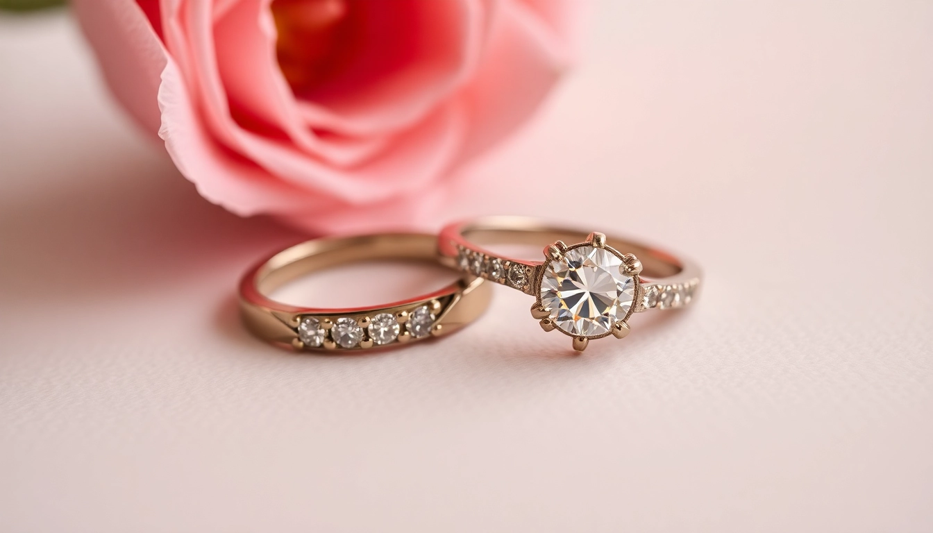 Close-up of classic engagement rings showcasing timeless design and sparkling diamonds for