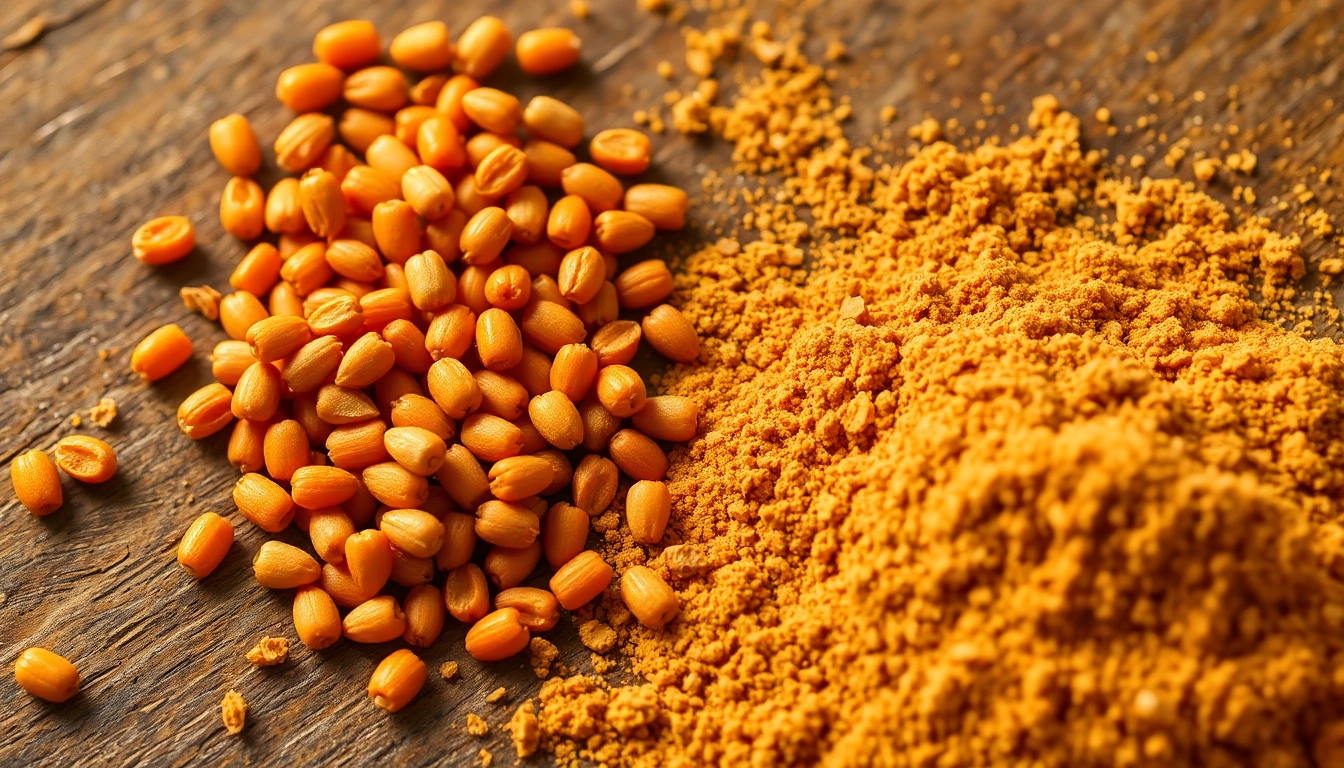 Cumin Powder and cumin seeds displayed in a rustic setting emphasizing quality and flavor