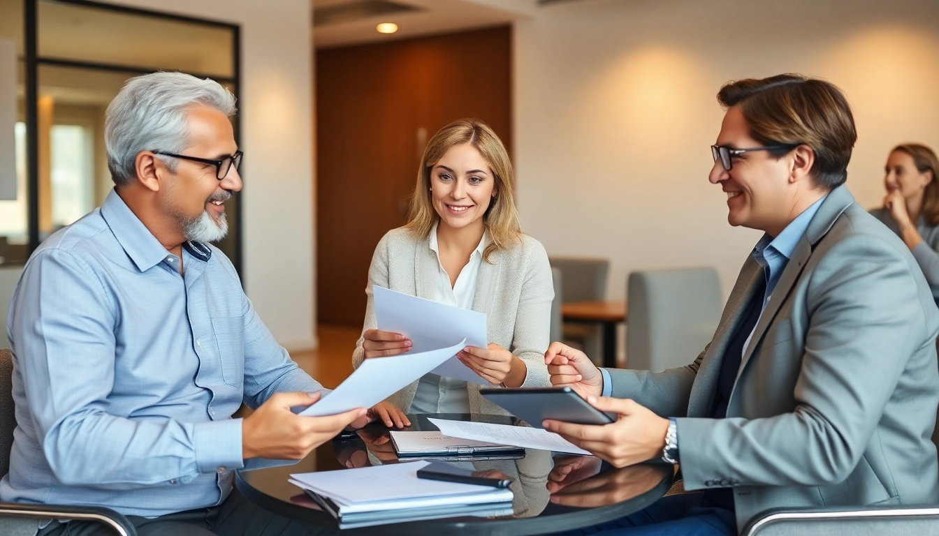 Canadian business leader discussing group retirement services with employees in a professional