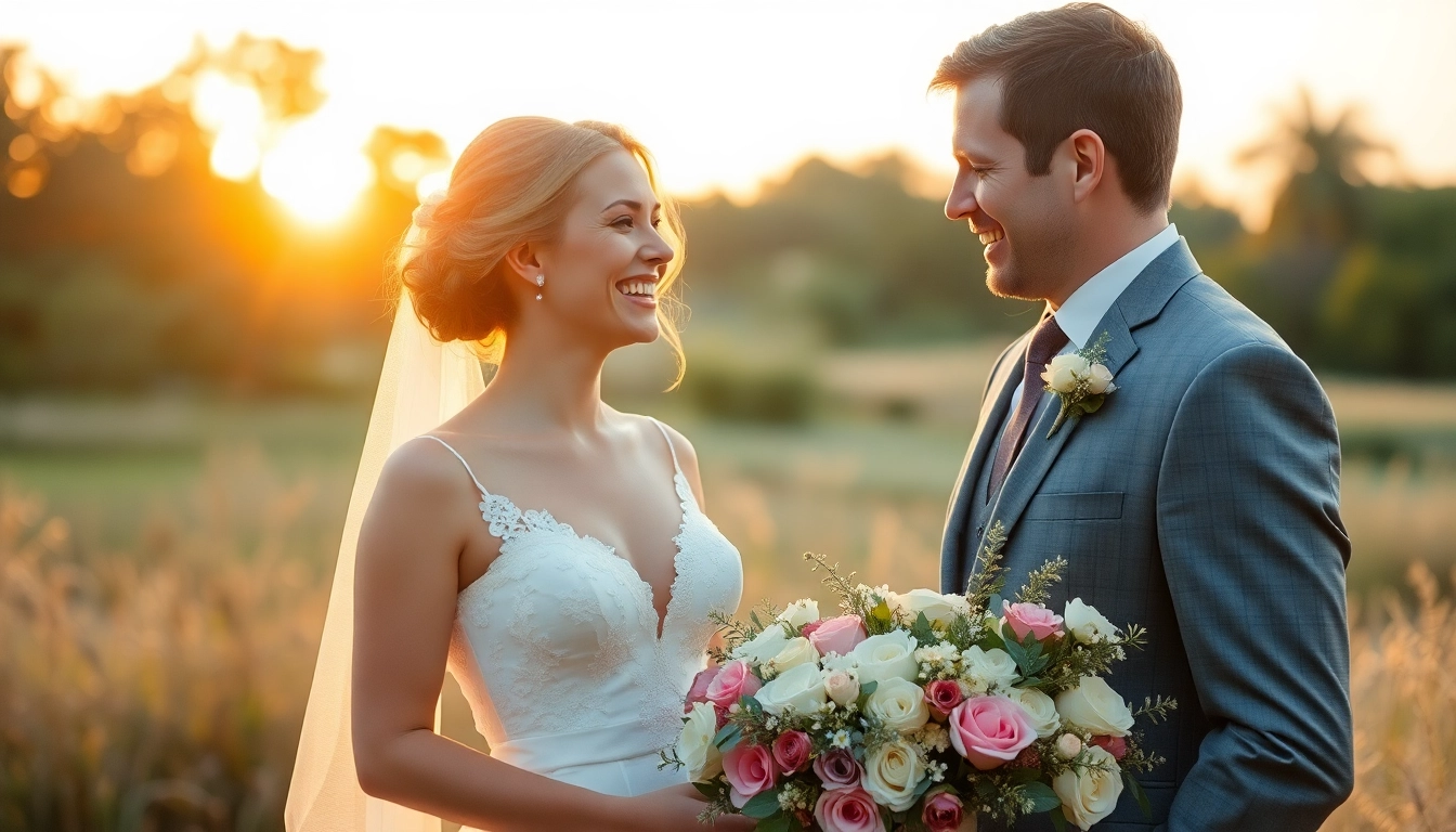 Skilled eskuvoi fotos capturing natural wedding moments during sunset with soft lighting and