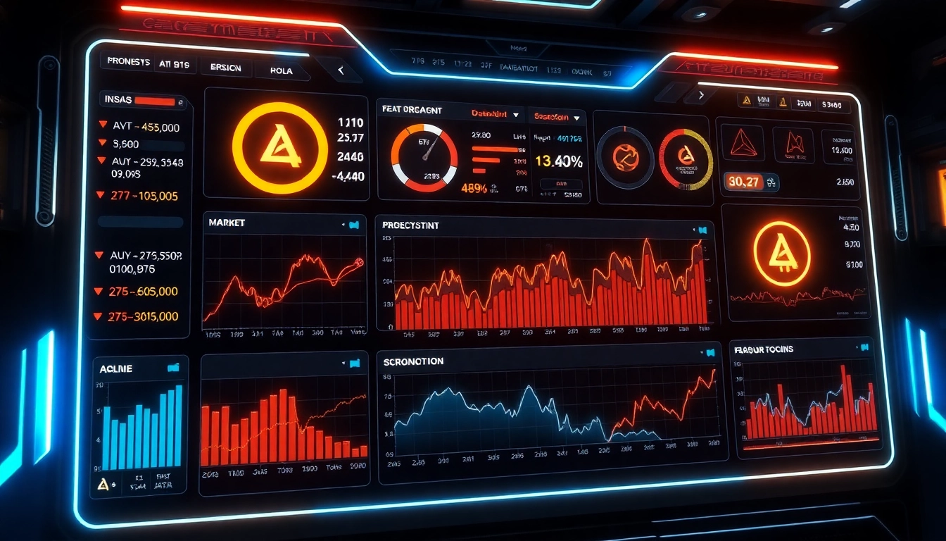 Aicoin market analysis dashboard with real-time charts and blockchain graphics for