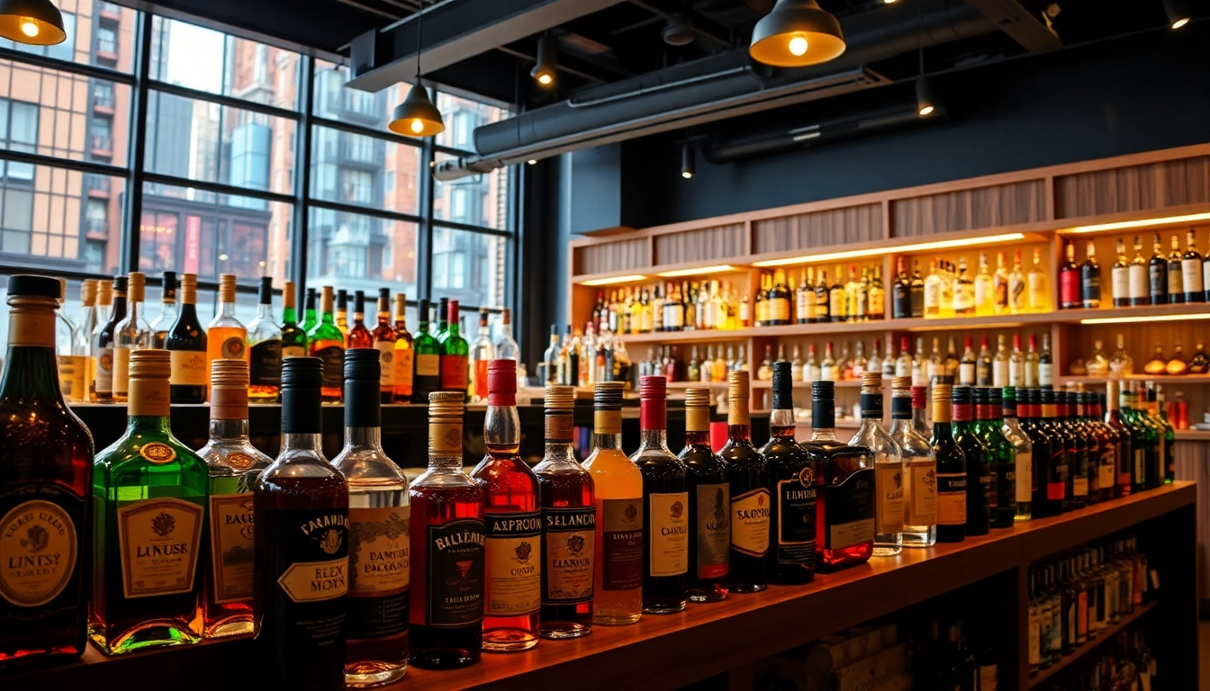 Liqors Birmingham showcasing a selection of premium spirits in a stylish store setting,